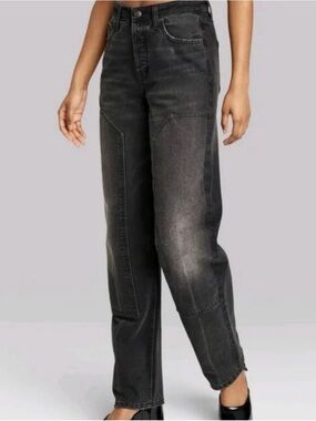 Wild Fable Black Washed High Rise Straight-Leg Jeans (Size 6)